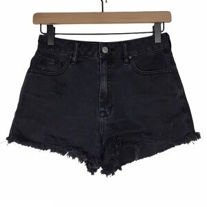 PACSUN High Rise Festival Shorts Jean Faded Raw Edge Cut Offs Distressed Size 25